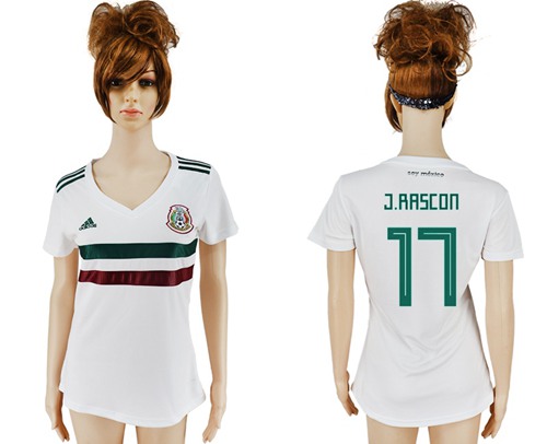 Women's Mexico #17 J.Rascon Away Soccer Country Jersey - Click Image to Close